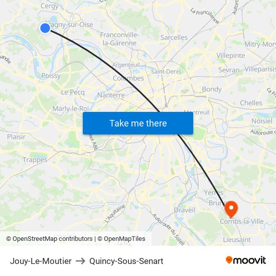 Jouy-Le-Moutier to Quincy-Sous-Senart map