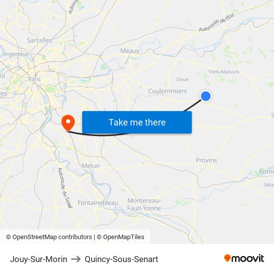 Jouy-Sur-Morin to Quincy-Sous-Senart map