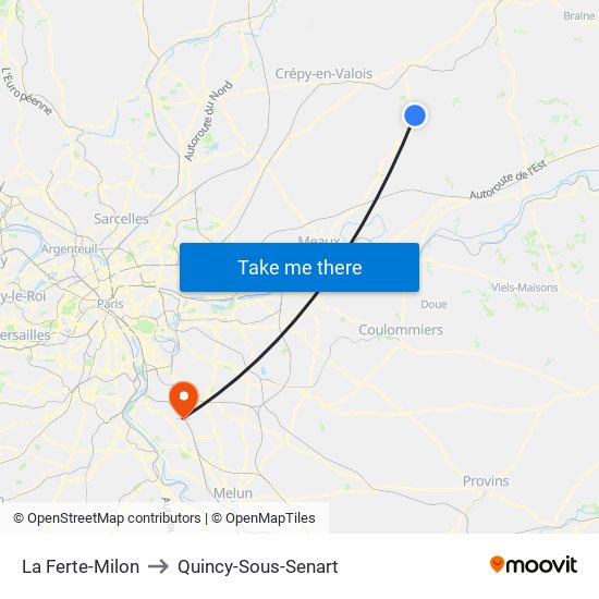 La Ferte-Milon to Quincy-Sous-Senart map