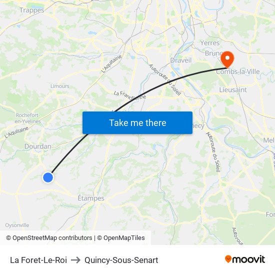 La Foret-Le-Roi to Quincy-Sous-Senart map
