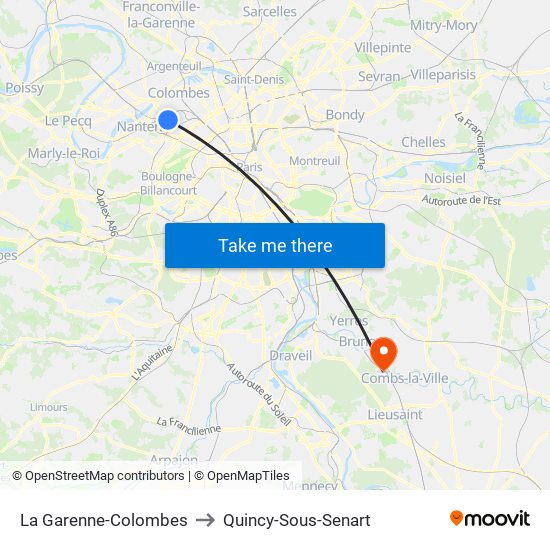 La Garenne-Colombes to Quincy-Sous-Senart map