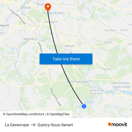 La Genevraye to Quincy-Sous-Senart map