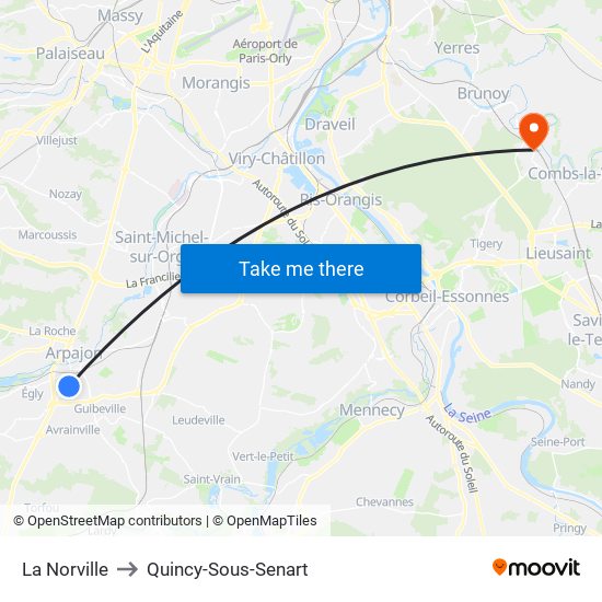 La Norville to Quincy-Sous-Senart map