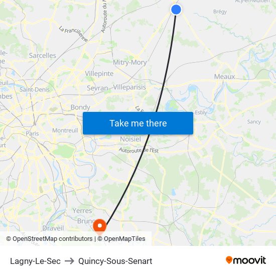 Lagny-Le-Sec to Quincy-Sous-Senart map