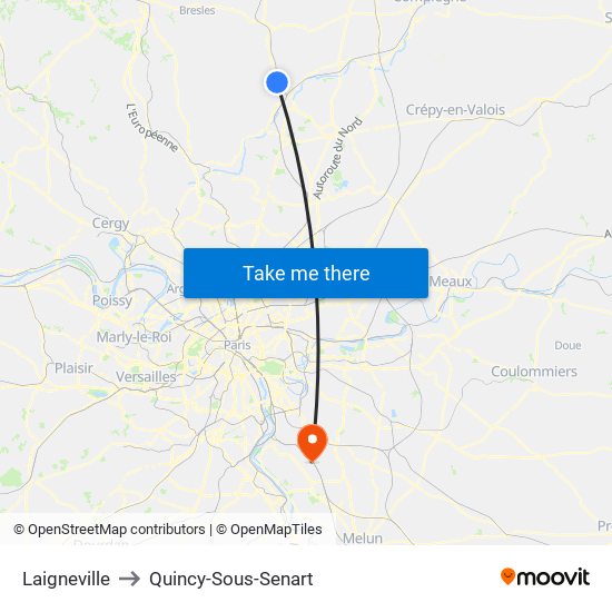 Laigneville to Quincy-Sous-Senart map