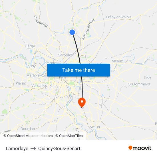 Lamorlaye to Quincy-Sous-Senart map