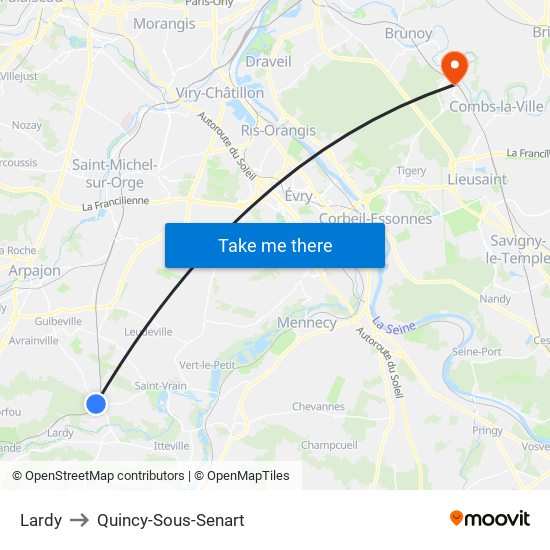 Lardy to Quincy-Sous-Senart map