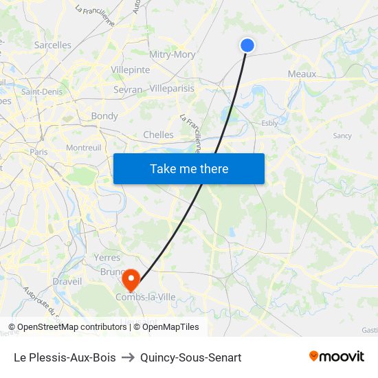 Le Plessis-Aux-Bois to Quincy-Sous-Senart map