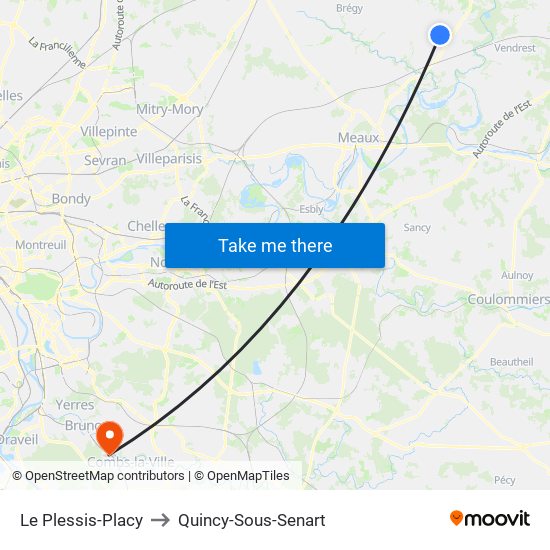 Le Plessis-Placy to Quincy-Sous-Senart map