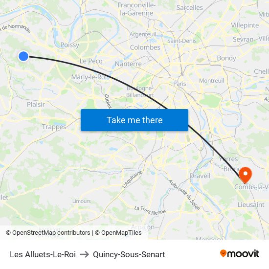 Les Alluets-Le-Roi to Quincy-Sous-Senart map