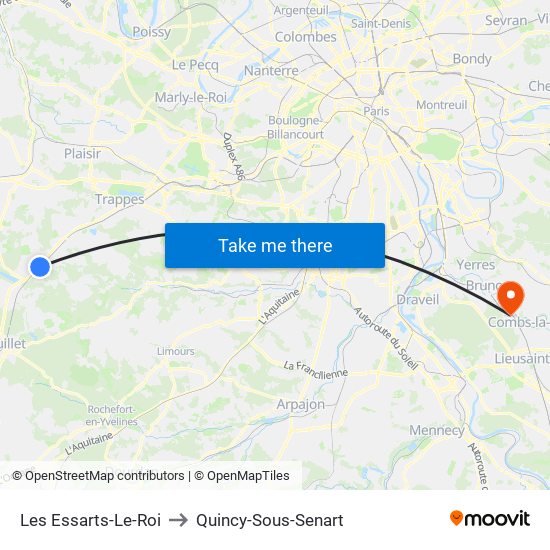 Les Essarts-Le-Roi to Quincy-Sous-Senart map