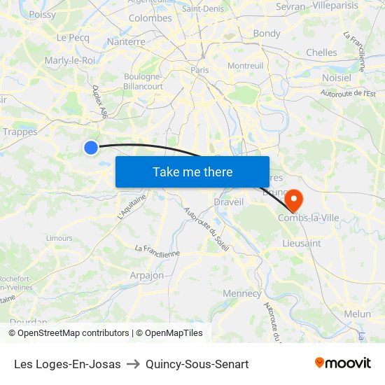 Les Loges-En-Josas to Quincy-Sous-Senart map