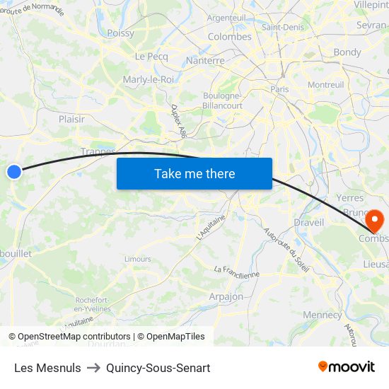 Les Mesnuls to Quincy-Sous-Senart map