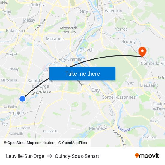 Leuville-Sur-Orge to Quincy-Sous-Senart map
