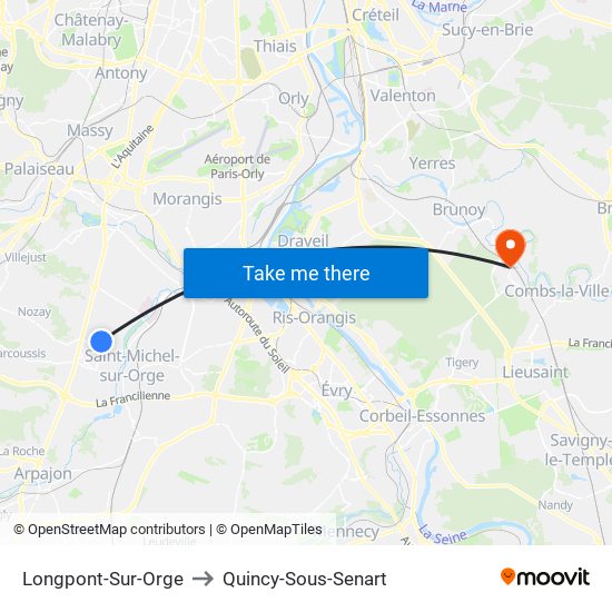 Longpont-Sur-Orge to Quincy-Sous-Senart map