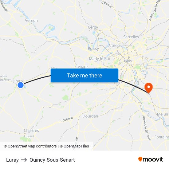 Luray to Quincy-Sous-Senart map