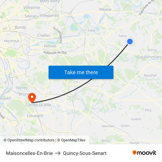 Maisoncelles-En-Brie to Quincy-Sous-Senart map