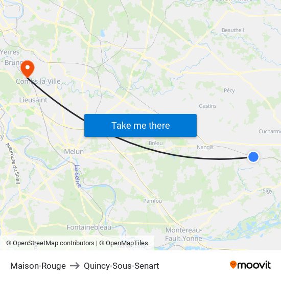 Maison-Rouge to Quincy-Sous-Senart map