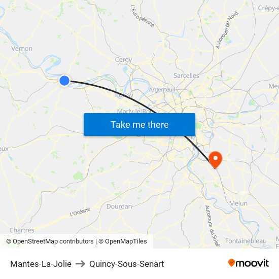 Mantes-La-Jolie to Quincy-Sous-Senart map