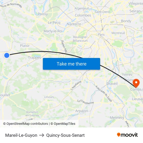 Mareil-Le-Guyon to Quincy-Sous-Senart map