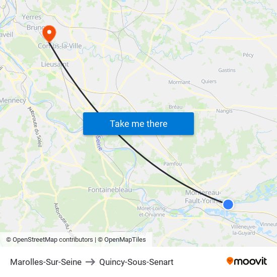 Marolles-Sur-Seine to Quincy-Sous-Senart map