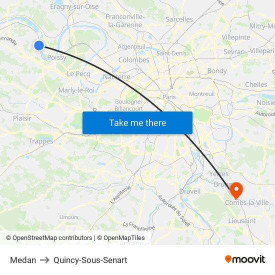 Medan to Quincy-Sous-Senart map