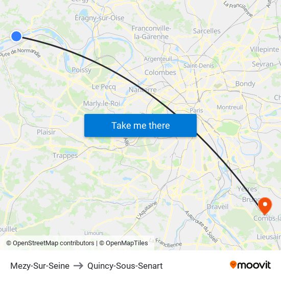 Mezy-Sur-Seine to Quincy-Sous-Senart map