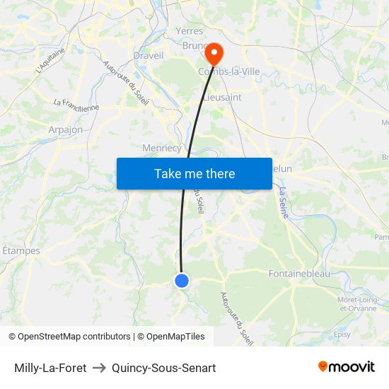 Milly-La-Foret to Quincy-Sous-Senart map