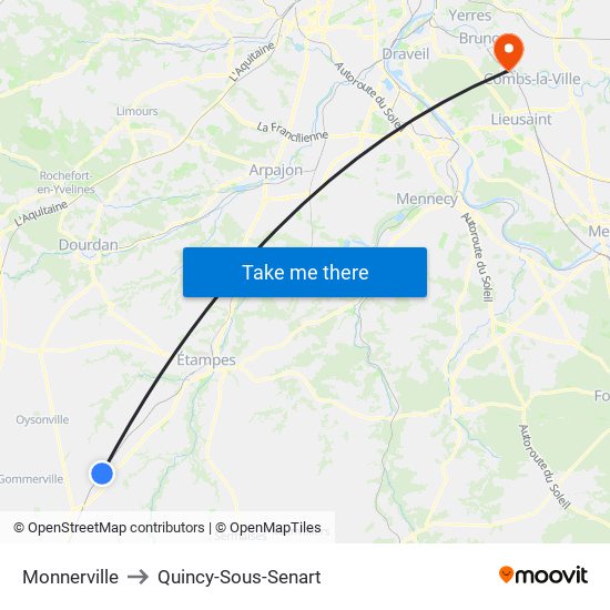 Monnerville to Quincy-Sous-Senart map