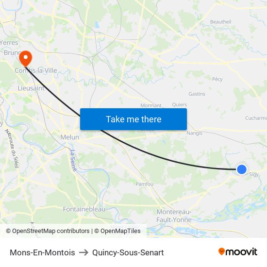 Mons-En-Montois to Quincy-Sous-Senart map