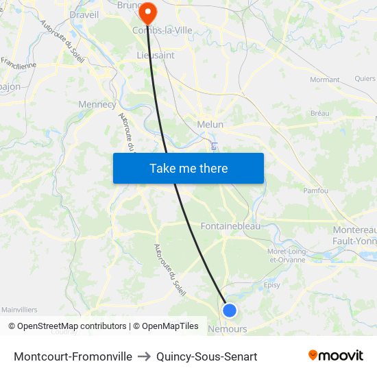 Montcourt-Fromonville to Quincy-Sous-Senart map