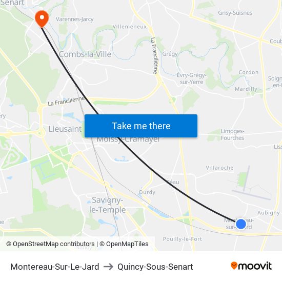 Montereau-Sur-Le-Jard to Quincy-Sous-Senart map