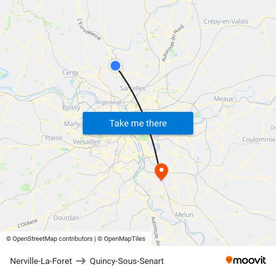 Nerville-La-Foret to Quincy-Sous-Senart map