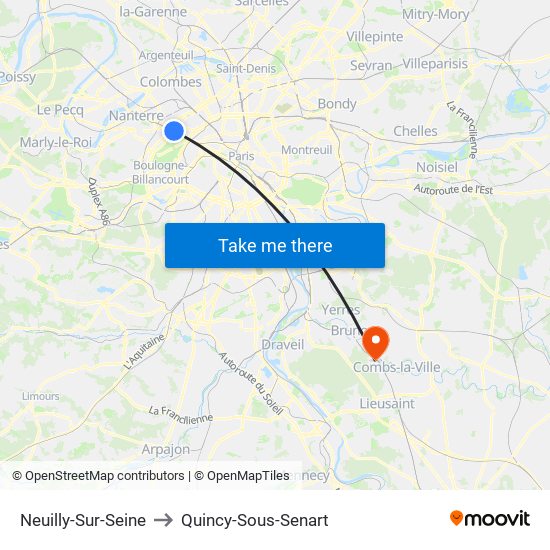 Neuilly-Sur-Seine to Quincy-Sous-Senart map