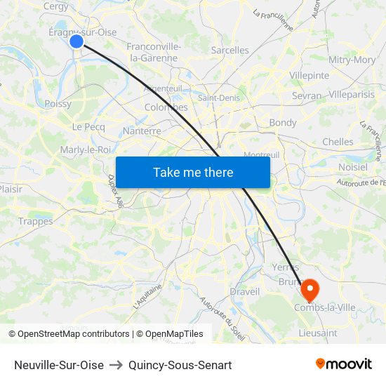 Neuville-Sur-Oise to Quincy-Sous-Senart map