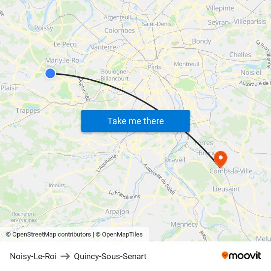 Noisy-Le-Roi to Quincy-Sous-Senart map