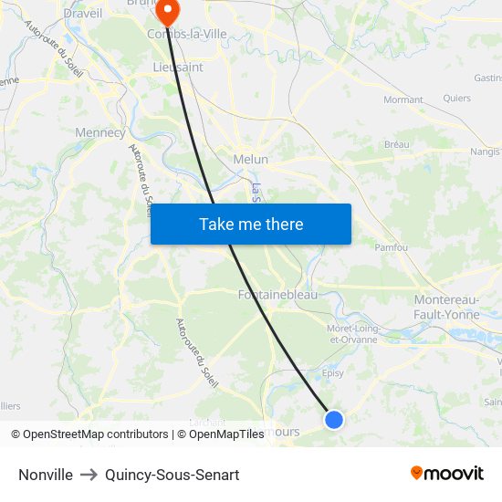 Nonville to Quincy-Sous-Senart map