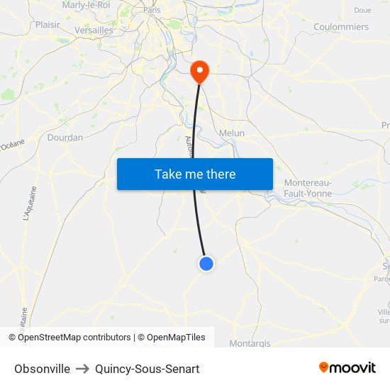 Obsonville to Quincy-Sous-Senart map