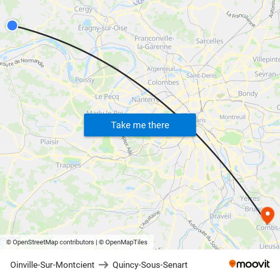 Oinville-Sur-Montcient to Quincy-Sous-Senart map