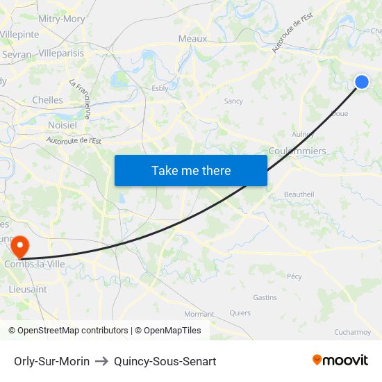 Orly-Sur-Morin to Quincy-Sous-Senart map