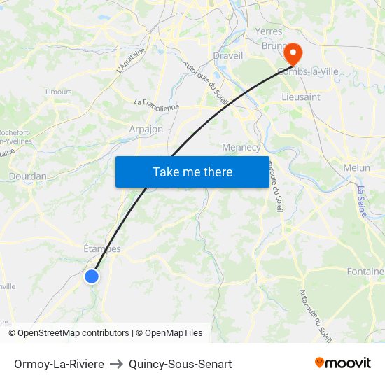 Ormoy-La-Riviere to Quincy-Sous-Senart map