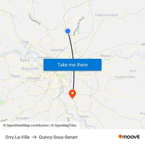 Orry-La-Ville to Quincy-Sous-Senart map