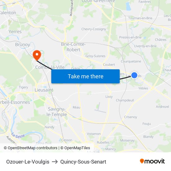 Ozouer-Le-Voulgis to Quincy-Sous-Senart map