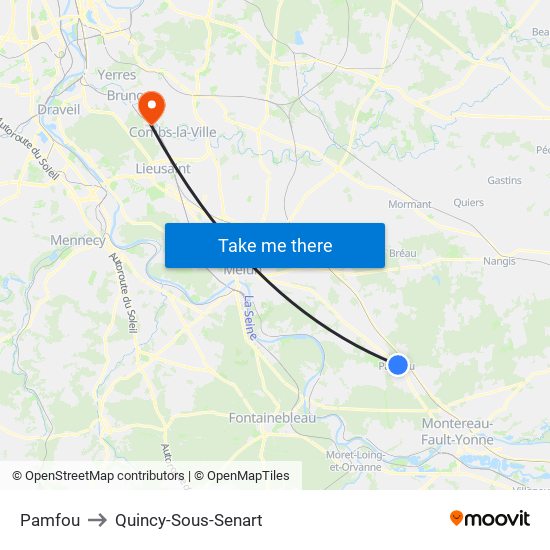 Pamfou to Quincy-Sous-Senart map