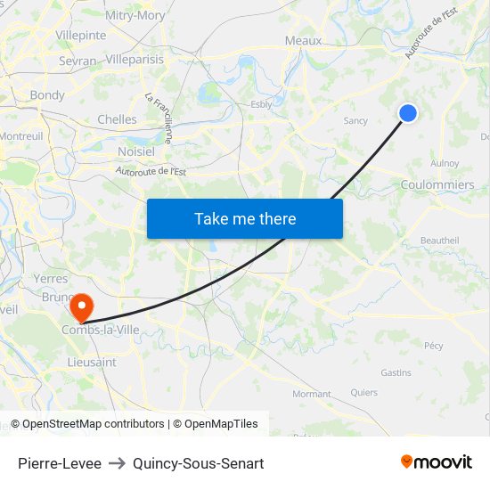 Pierre-Levee to Quincy-Sous-Senart map