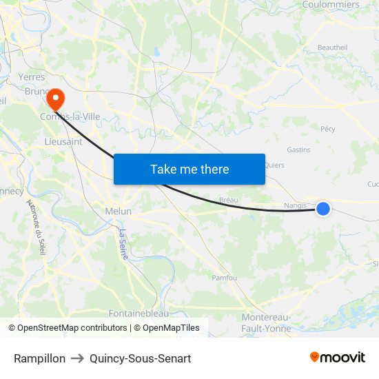 Rampillon to Quincy-Sous-Senart map