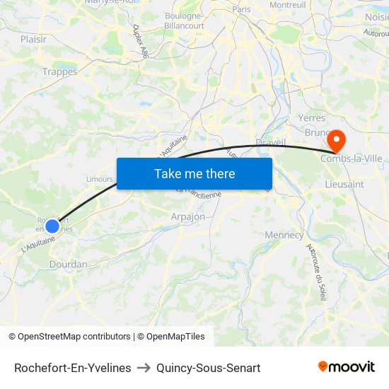 Rochefort-En-Yvelines to Quincy-Sous-Senart map