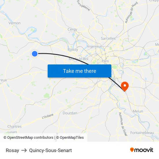Rosay to Quincy-Sous-Senart map