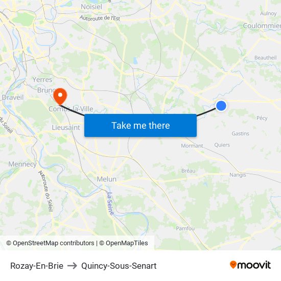 Rozay-En-Brie to Quincy-Sous-Senart map