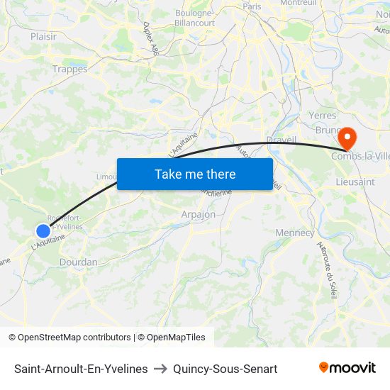 Saint-Arnoult-En-Yvelines to Quincy-Sous-Senart map